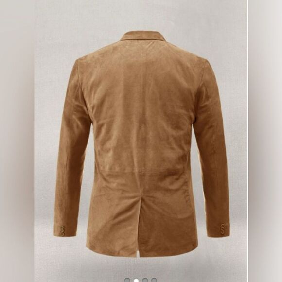 LEATHER CULT Oak Brown Suede Leather Blazer - Picture 2 of 16